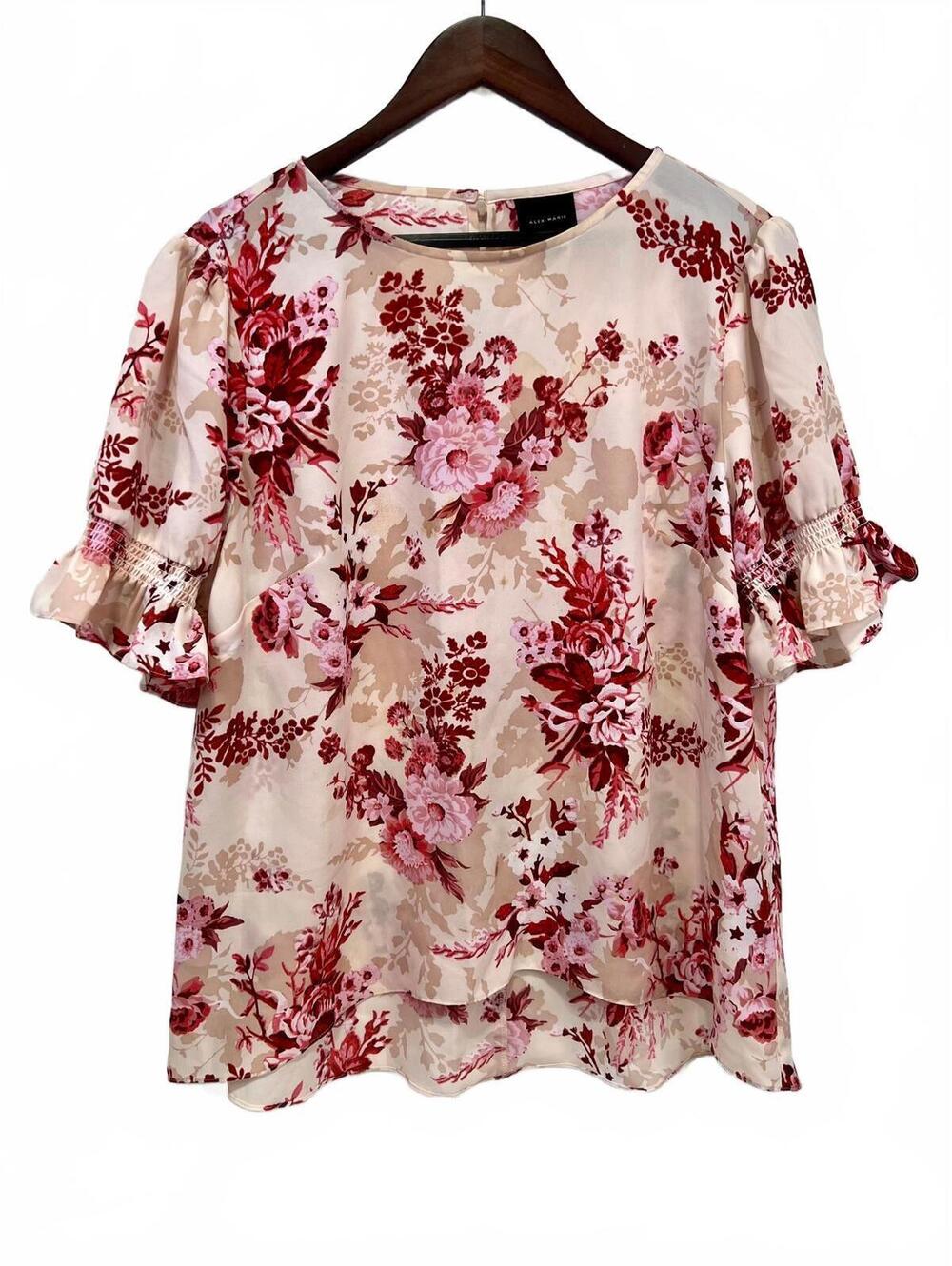 Alex Marie Size XL Floral Print Blouse with Ruffle Sleeves